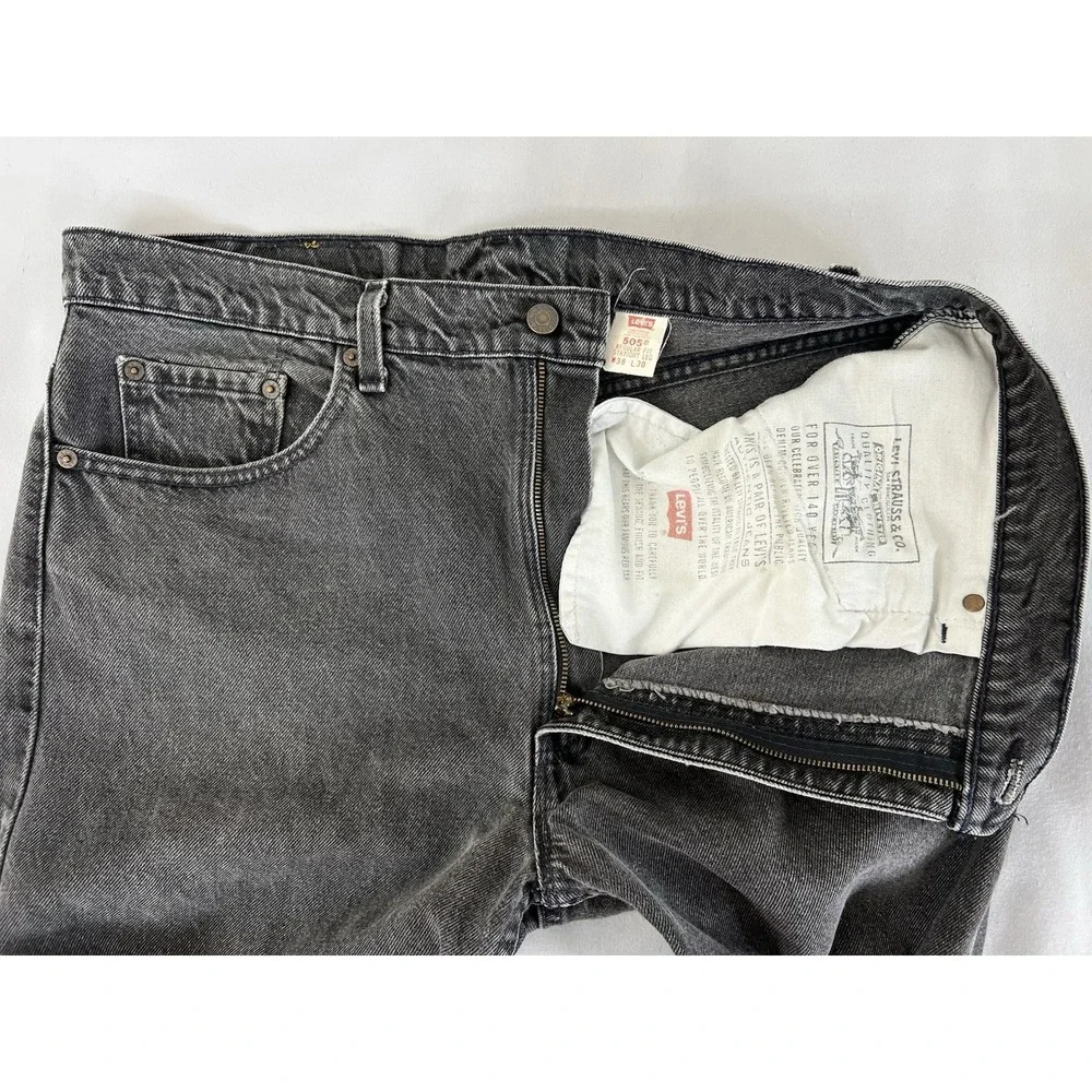 VTG‎ Levis Jeans Mens 38x30 (36x27) 505 Reg Fit Straight Leg Black USA 90s Y2K